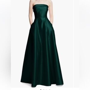 Alfred Sung Strapless Cuff Satin Gown size 14